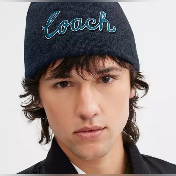 Coach - NWT Unisex Navy Script Print Knit Beanie - Retails: $78 - Men’s/Women's - Picture 2 of 2